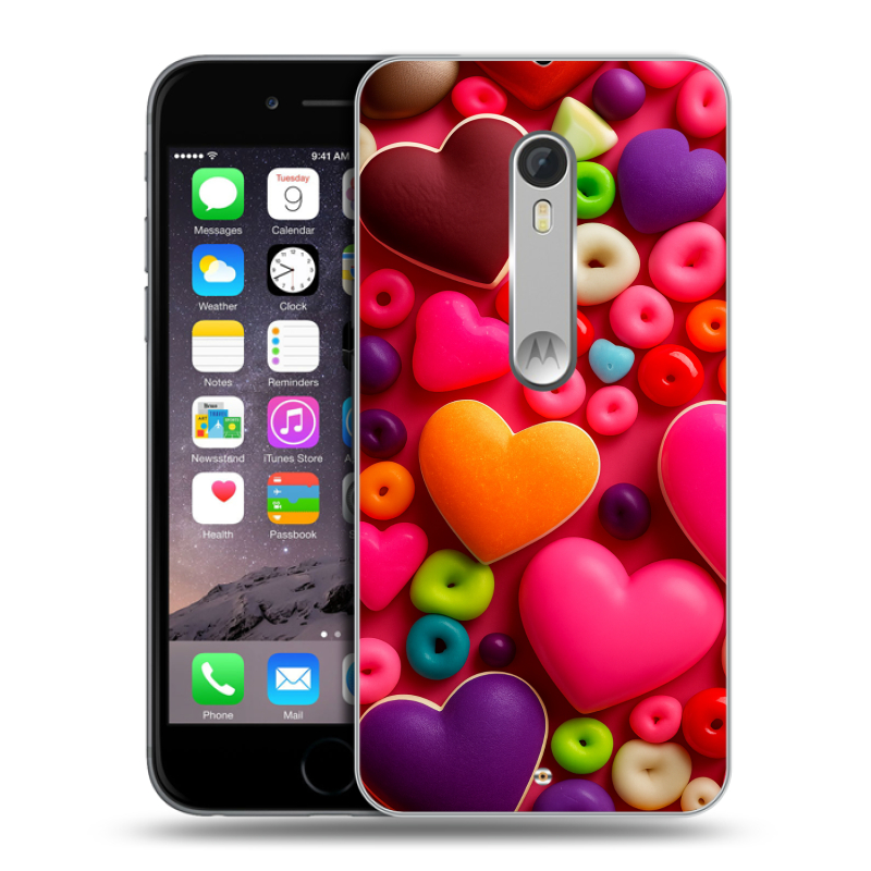 Пластиковый чехол на Motorola Moto X Style с принтом Сердечки Пластиковый чехол на Motorola Moto X Style с принтом Сердечки