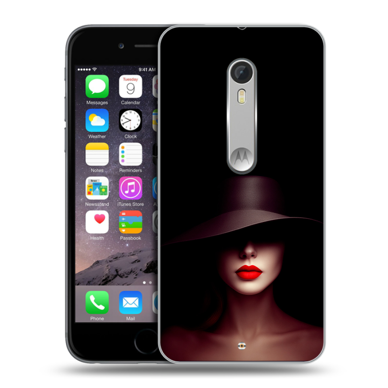 Пластиковый чехол на Motorola Moto X Style с принтом Девушка в шляпе Пластиковый чехол на Motorola Moto X Style с принтом Девушка в шляпе