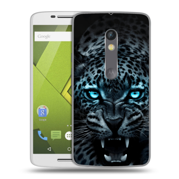Пластиковый чехол на Motorola Moto X Play с принтом Темный леопард