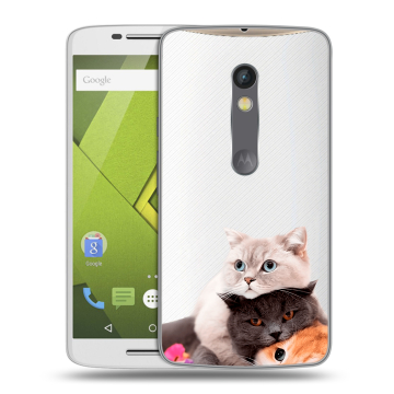 Пластиковый чехол на Motorola Moto X Play с принтом Кошки