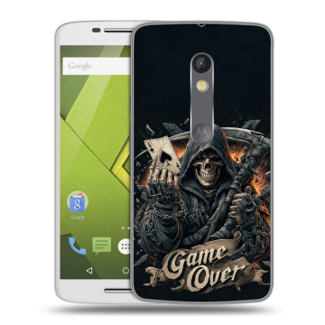 Пластиковый чехол на Motorola Moto X Play с принтом Скелет карты