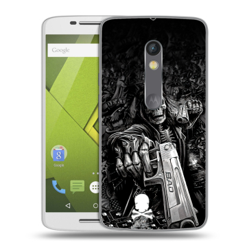 Пластиковый чехол на Motorola Moto X Play с принтом Скелет