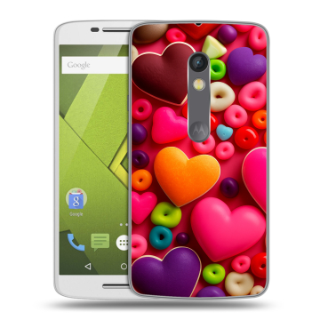 Пластиковый чехол на Motorola Moto X Play с принтом Сердечки