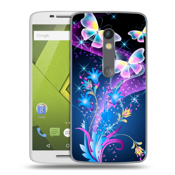 Пластиковый чехол на Motorola Moto X Play с принтом Бабочки