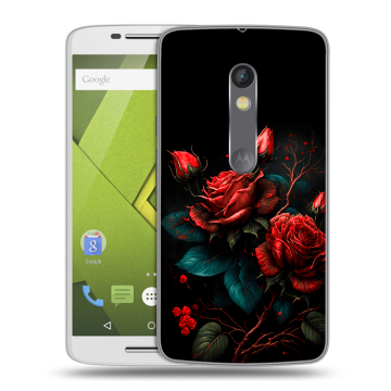 Пластиковый чехол на Motorola Moto X Play с принтом Розы красные