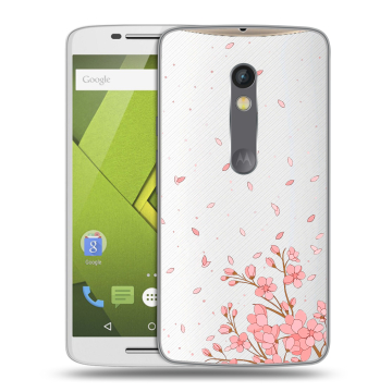 Пластиковый чехол на Motorola Moto X Play с принтом Ветка сакуры