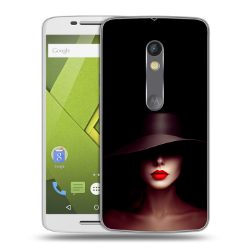 Пластиковый чехол на Motorola Moto X Play с принтом Девушка в шляпе