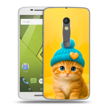 Пластиковый чехол на Motorola Moto X Play с принтом Котенок в шапке