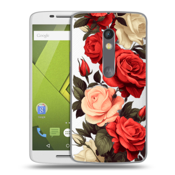 Пластиковый чехол на Motorola Moto X Play с принтом Розы
