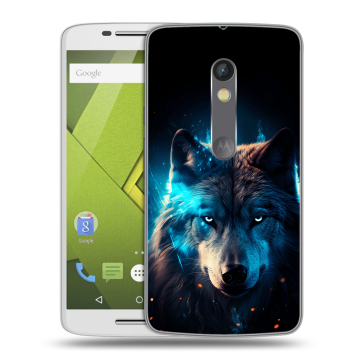 Пластиковый чехол на Motorola Moto X Play с принтом Волк ночной