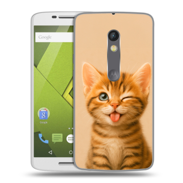Пластиковый чехол на Motorola Moto X Play с принтом котенок