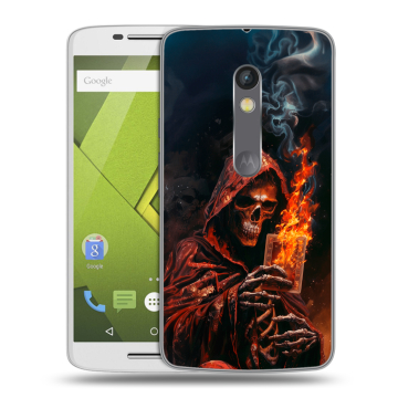 Пластиковый чехол на Motorola Moto X Play с принтом Скелет и карты