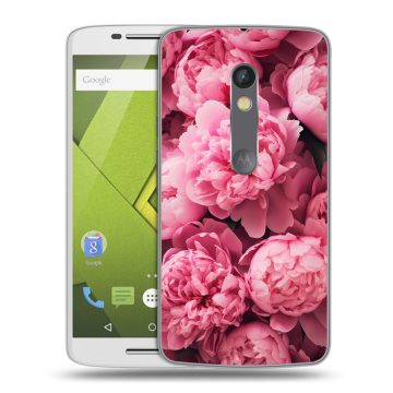 Пластиковый чехол на Motorola Moto X Play с принтом цветы пионы
