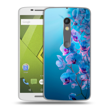 Пластиковый чехол на Motorola Moto X Play с принтом голубые орхидеи