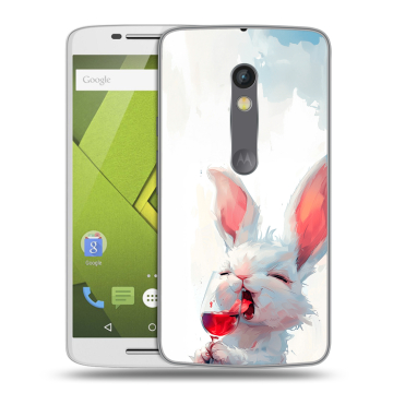 Пластиковый чехол на Motorola Moto X Play с принтом кролик зайчик