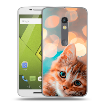 Пластиковый чехол на Motorola Moto X Play с принтом котик