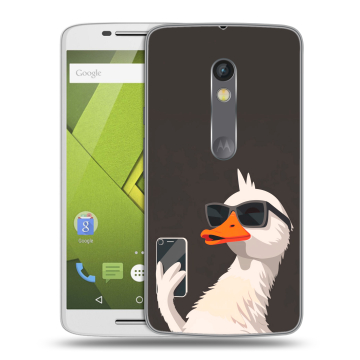 Пластиковый чехол на Motorola Moto X Play с принтом утка в очках
