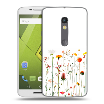 Пластиковый чехол на Motorola Moto X Play с принтом цветы