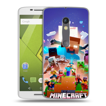 Пластиковый чехол на Motorola Moto X Play с принтом Майнкрафт Minecraft