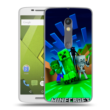 Пластиковый чехол на Motorola Moto X Play с принтом Майнкрафт