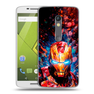 Пластиковый чехол на Motorola Moto X Play с принтом Железный человек Ironman