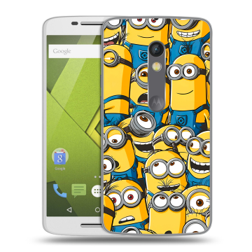 Пластиковый чехол на Motorola Moto X Play с принтом Миньоны
