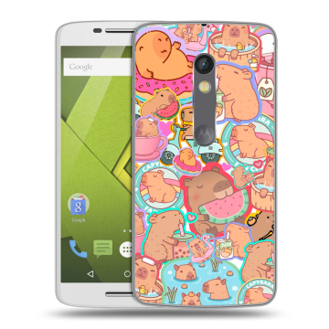 Пластиковый чехол на Motorola Moto X Play с принтом капибары