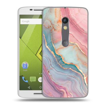 Пластиковый чехол на Motorola Moto X Play с принтом розовый мрамор