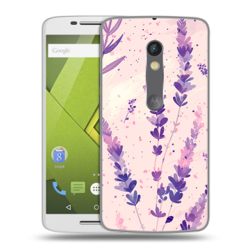 Пластиковый чехол на Motorola Moto X Play с принтом цветы лаванда