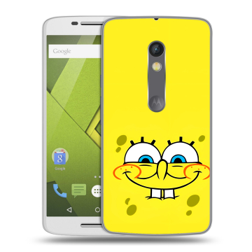 Пластиковый чехол на Motorola Moto X Play с принтом спанчбоб спанч боб