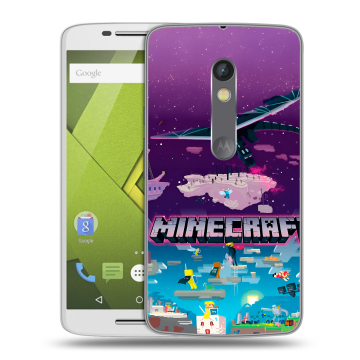 Пластиковый чехол на Motorola Moto X Play с принтом Майнкрафт Minecraft