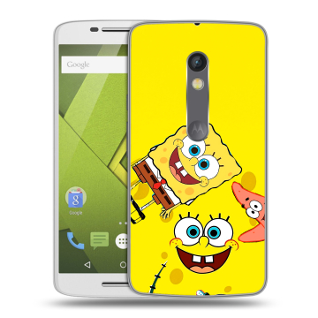 Пластиковый чехол на Motorola Moto X Play с принтом Спанч боб Спанчбоб