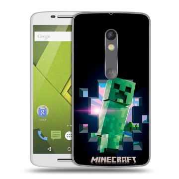 Пластиковый чехол на Motorola Moto X Play с принтом Майнкрафт Minecraft
