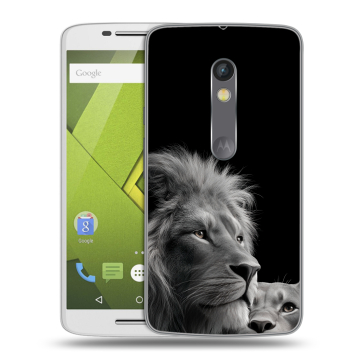 Пластиковый чехол на Motorola Moto X Play с принтом Лев кошки Пластиковый чехол на Motorola Moto X Play с принтом Лев кошки