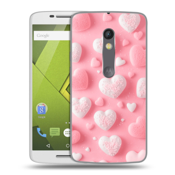 Пластиковый чехол на Motorola Moto X Play с принтом Сердечки