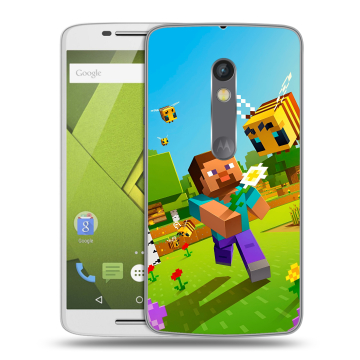 Пластиковый чехол на Motorola Moto X Play с принтом Майнкрафт Minecraft