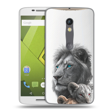 Пластиковый чехол на Motorola Moto X Play с принтом Львы Пластиковый чехол на Motorola Moto X Play с принтом Львы
