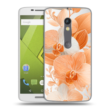 Пластиковый чехол на Motorola Moto X Play с принтом Бежевые цветы Пластиковый чехол на Motorola Moto X Play с принтом Бежевые цветы