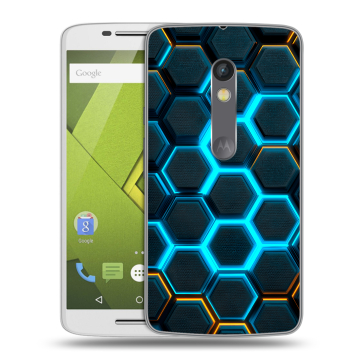 Пластиковый чехол на Motorola Moto X Play с принтом Неоновые соты Пластиковый чехол на Motorola Moto X Play с принтом Неоновые соты