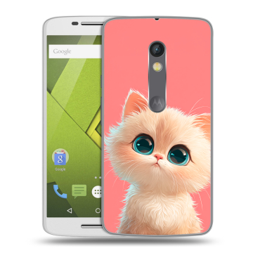 Пластиковый чехол на Motorola Moto X Play с принтом Розовый котенок Пластиковый чехол на Motorola Moto X Play с принтом Розовый котенок