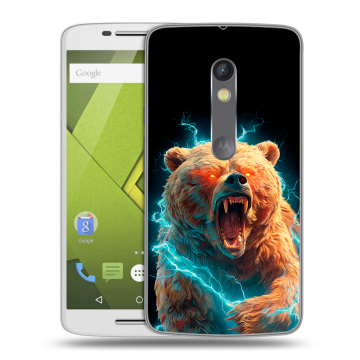 Пластиковый чехол на Motorola Moto X Play с принтом Медведь Пластиковый чехол на Motorola Moto X Play с принтом Медведь