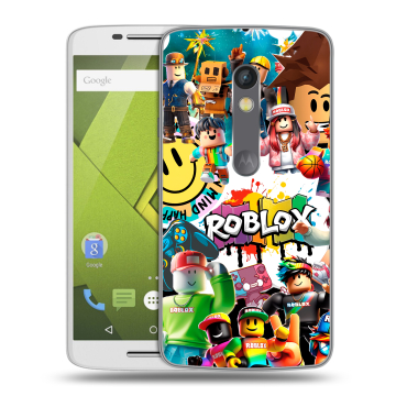 Пластиковый чехол на Motorola Moto X Play с принтом Roblox Роблокс