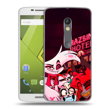 Пластиковый чехол на Motorola Moto X Play с принтом Hazbin Hotel Отель Хазбин