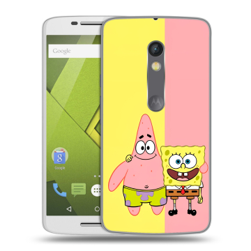 Пластиковый чехол на Motorola Moto X Play с принтом Спанч боб Спанчбоб