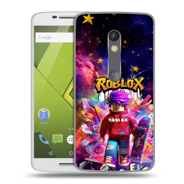 Пластиковый чехол на Motorola Moto X Play с принтом Roblox Роблокс