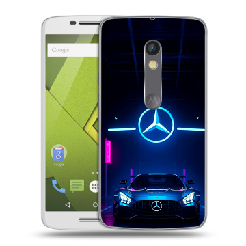 Пластиковый чехол на Motorola Moto X Play с принтом Mercedes Мерседес