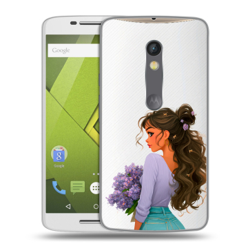 Пластиковый чехол на Motorola Moto X Play с принтом девушка цветы Пластиковый чехол на Motorola Moto X Play с принтом девушка цветы