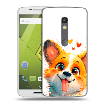 Пластиковый чехол на Motorola Moto X Play с принтом корги