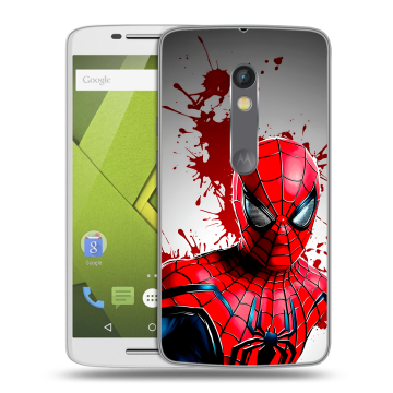 Пластиковый чехол на Motorola Moto X Play с принтом Spiderman Человек паук