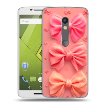 Пластиковый чехол на Motorola Moto X Play с принтом Розовые бантики